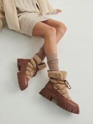 Reserved B61105 Magas Sarkú Fűzött Bakancs Melegítő Természetes Bőr (35) 38 (1691v)