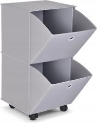 Gurulós komód 2 fiókkal hordozható összecsukható szekrény rendszerező Szürke (YH5302T)