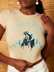 Shein IC22214 Shein Crop Top Rövid Ujjú Nyomott Mintás Kerek Nyakkivágással (32) L