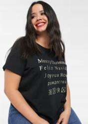 Asos Aso Petite Fekete Karácsonyi Feliratos Póló (38) (565363)
