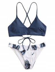 Shein KC04319 Shein Kétrészes Bikini Fürdőruha Trópusi Mintás (30) S