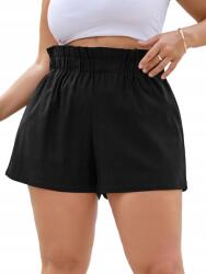 Shein Fekete fodros rövidnadrág, Size 50, 69% viszkóz, zsebes