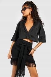 Boohoo Fekete Rojtos Szoknya, Size 36, pamut (GZZ56615-105)