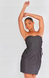 Prettylittlething EC45118 Ruha Mini Szürke Bodycon Nyitott Vállú Fűző Plt (11) M