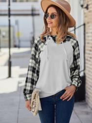 Shein KC45120 Shein Kockás Női Kapucnis Pulóver, M