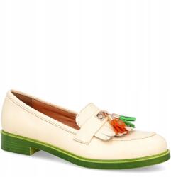 TYMOTEO Kontrasztos talpú bőr papucs Tymoteo A1002 Bézs 37 (TYMOTEO A1002 BEŻOWY+Z)