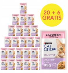Cat Chow Purina Cat Chow Sensitive 26x85g (20+6 Ajándék) Nedves macskaeledel lazaccal