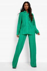 Boohoo Zöld pliszírozott oversize ing, Size 42, poliészter, galléros (FZZ39133-320)