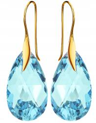 Mennica Świdnicka Fülbevaló Arany Ezüst 925 Lógó Kristály Horog Feleség Kék