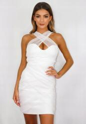 Missguided Krémszínű Tüll Mini Ruha, Size 34, poliészter, ujjatlan, koktél (588236)