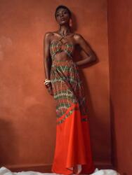 Shein KC61118 Shein Mintás Maxi Ruha Pánttal És Kihúzással (38) Xs