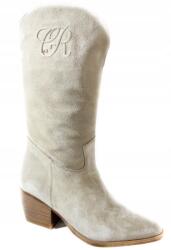 Carinii Bézs Cowboy Csizma Carinii B9064 Velúrbőr MÉRET39 (B9064-O17-000-000-D64)