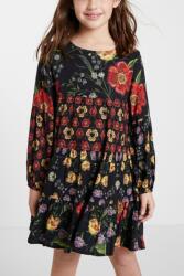 Desigual Fekete Virágmintás Ruha (5-6L) (593347)