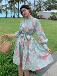 Dazy EC35104 Dazy Ruha, MIDI, virágmintás, fodros, öv, Size XL