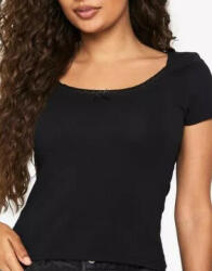 Boohoo Fehér Klasszikus Sima Illeszkedő Rövid Ujjú Póló Csipke Boohoo 34