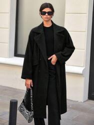 Shein HC43209 Shein Kétsoros Klasszikus Fekete Kabát (41) L