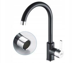  Fekete Konyhai Csaptelep Rozsdamentes Acél Konyhai Csaptelep Krómozott (69I)