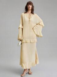 Shein T13302 Shein Ruha Maxi A-vonalú Bézs Színű Fodrokkal (40) M