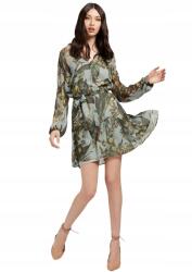 GUESS Bő Szabású Ruha Dekoratív Fodrokkal És M Gxl Nyomattal (W1BK14WDW52)