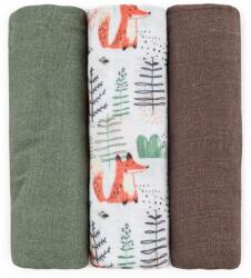 Petite&Mars Bambusz muszlin 3 db-os pelenka szett 68 x 68 cm - Moussy Forest róka