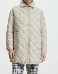 Reserved KU347 Combközépig Érő Steppelt Kabát Öko-bőr Gallérral S