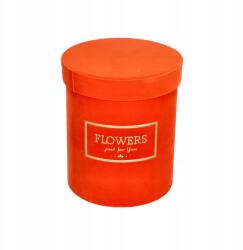  Flowerbox kerek Narancssárga velúr virágtartó doboz Ajándék 15, 5x18cm (ART18468)