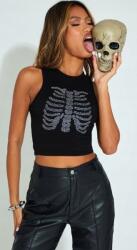 Prettylittlething Fekete Strasszos Felső (32) (563638)