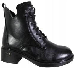 VINCEZA női bokacsizma 58602 40- Méret , fekete, szigetelt cipzárral (58602 CZARNY PU)