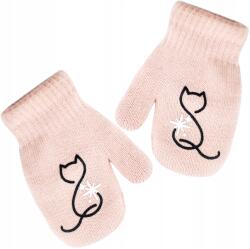 Noviti Gyerek Kesztyű Zsinórral, Kettős Kialakítású, Cica Mintás, 14 CM