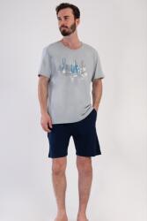  Férfi rövid ujjú pizsama, rövidnadrág 4084280000 szürke Vienetta XXL szürke