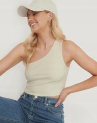 NA-KD Bézs Aszimmetrikus Rövid Bordázott Pamut Felső Na-kd Xxs