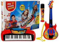 LEAN Toys Zenei készlet 3 az 1-ben gitárbillentyűzet mikrofon