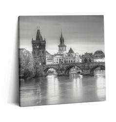 Wallfluent Canvas Vászonkép Prémium Irodába Luxus Kilátás a Károly-hídra Prága 60x60 cm (010030010270000075898)