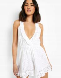 Boohoo Fehér Hímzett Overál Nyitott Háttal Megkötős Boohoo 38