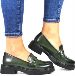 Potocki Papucs Vastag Talpú Puha Félcipő Loafers Csattal Zöld 38-AS (12122 ZIELONE PU)