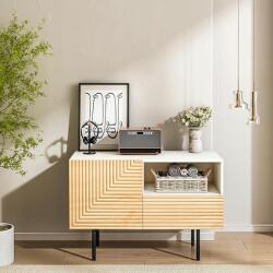  Komód Büfészekrény Tv alá Mid-Century stílusban, faragott mintával (b0cnx5zzv4)