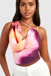Boohoo Többszínű Tie Dye Felső Aszimmetrikus Illeszkedő Sima Boohoo 38