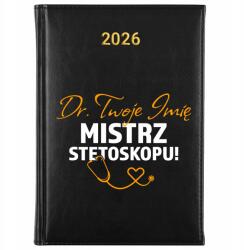 FunnyCase Könyvnaptár 2026 Sztetoszkóp Mester Fekete Tervező Ajándék Minták (Kalendarz Czarny MISTRZ STETOSKOPU)