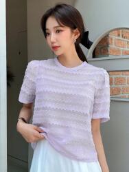 Dazy Lila Texturált Póló, 100% poliészter, Size 36