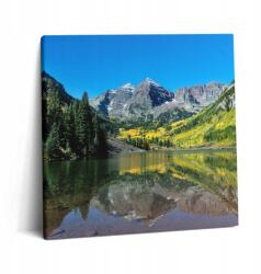 Wallfluent Fotó Vászonkép Étkezőbe Fa Keret Tó Hegyek és Erdők 60x60 cm (010030010270000276811)