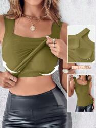 Shein EC33104 Shein Felső Khaki Színben, Tálakkal (34) M