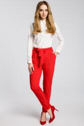 MOE Női Szövet Hosszú Chino Nadrág Övvel Piros 36-OS (M363 CZERWONY S)