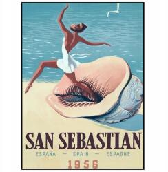 Fali poszter Spanyolország San Sebastian A3 (Plakat Podróżniczy Podróże Vintage 16)