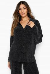 Boohoo Metál Kismama Ing, Size 38, fekete, ezüst színben