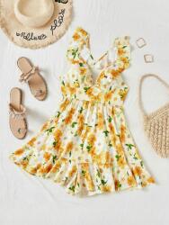 Shein Sárga Virágmintás Fodros Overál Széles Szárú Laza Kötésű Shein 38