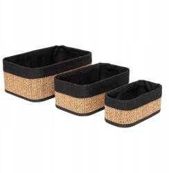 5five Simply Smart 3 Db-os Bambusz Kosár Szett Fekete 3 Különböző Méretben Tárolható (204980-JJA)