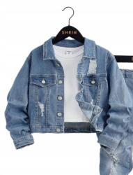 Shein Farmer Kabát Kék Katana Lyukacsos 8 ÉV__128