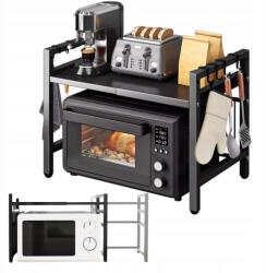  Konyhai Polc Állvány Mikrohullámú Sütő Felett Teleszkópos Akasztók Könyvespolc (POLKAM3)