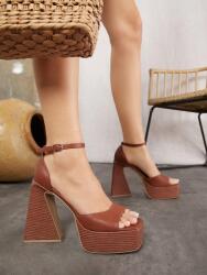 Shein EC37112 Shein Magassarkú Szandál Barna Csattal (27) 39 (sx2310200526280885)