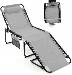 Costway Összecsukható kerti napozóágy szürke Costway strand kert terasz hordozható fotel (NP11676GR)